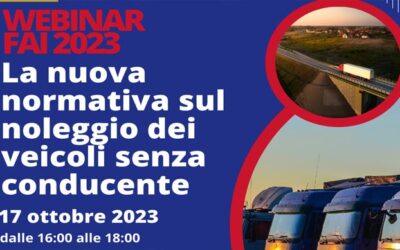 webinar 17/10/23: LA NUOVA NORMATIVA SUL NOLEGGIO DEI VEICOLI SENZA CONDUCENTE