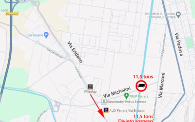 AGGIORNAMENTO: Divieto di transito su Via Michelini a VEICOLI SUPERIORI 11,5 TONS – USCITA A13 FERRARA NORD