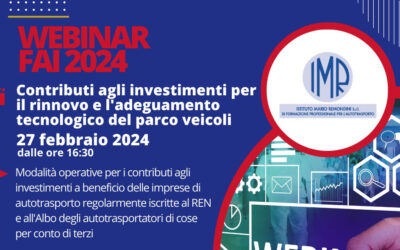 WEBINAR GRATUITO: Contributi agli investimenti per il rinnovo e l’adeguamento tecnologico del parco veicoli